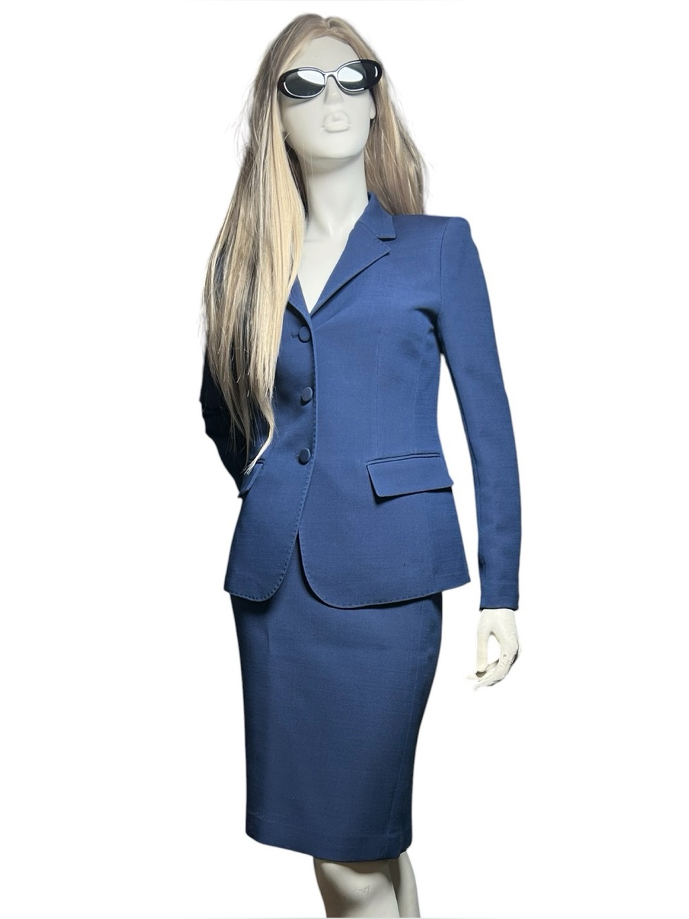 Lafayette 148 NY Navy Skirt Suit Size 2 Wool Blazer Pencil Set NWT